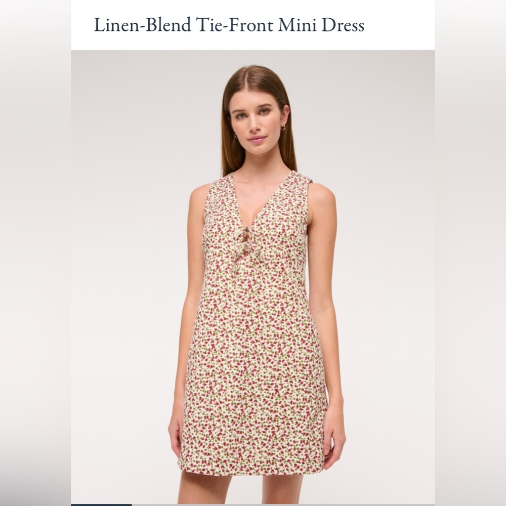 NWT Abercrombie & Fitch linen blend tie front mini dress medium tall